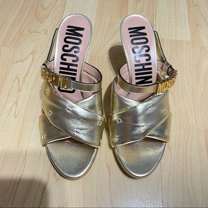 Metallic Leather Stiletto Mule Sandal MOSCHINO